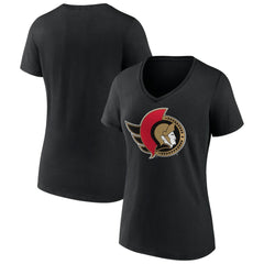 Ottawa Senators Women's Team Logo V-Neck T-Shirt - Black - NHL