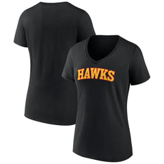 Atlanta Hawks Women's Wordmark V-Neck T-Shirt Black - NBA