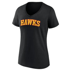 Atlanta Hawks Women's Wordmark V-Neck T-Shirt Black - NBA