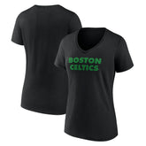 Boston Celtics Women's Wordmark V-Neck T-Shirt Black - NBA
