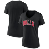 Chicago Bulls Women's Wordmark V-Neck T-Shirt Black - NBA
