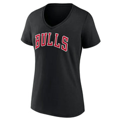 Chicago Bulls Women's Wordmark V-Neck T-Shirt Black - NBA