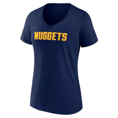 Denver Nuggets Women's Wordmark V-Neck T-Shirt Navy - NBA
