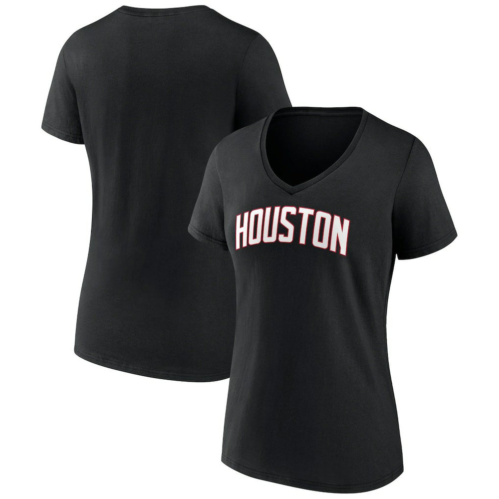 Houston Rockets Women's Wordmark V-Neck T-Shirt Black - NBA