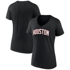 Houston Rockets Women's Wordmark V-Neck T-Shirt Black - NBA
