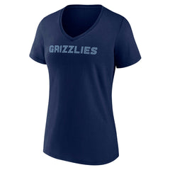 Memphis Grizzlies Women's Wordmark V-Neck T-Shirt Navy - NBA