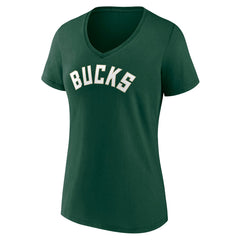 Milwaukee Bucks Women's Wordmark V-Neck T-Shirt Green - NBA
