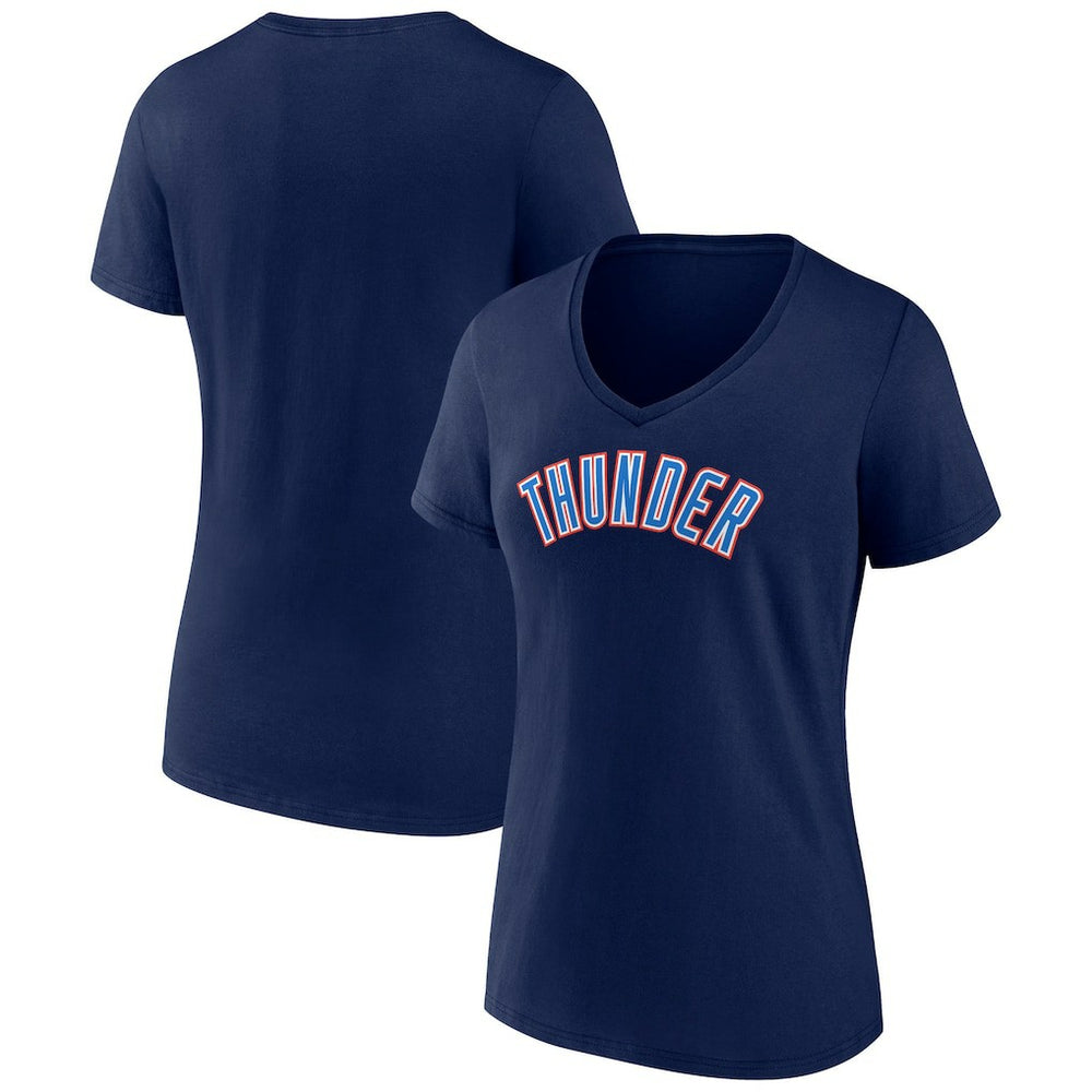 Oklahoma City Thunder Women's Wordmark V-Neck T-Shirt Navy - NBA