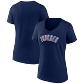 Oklahoma City Thunder Women's Wordmark V-Neck T-Shirt Navy - NBA