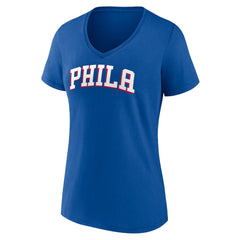 Philadelphia 76ers Women's Wordmark V-Neck T-Shirt Royal - NBA