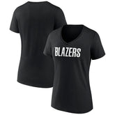 Portland Trail Blazers Women's Wordmark V-Neck T-Shirt Black - NBA