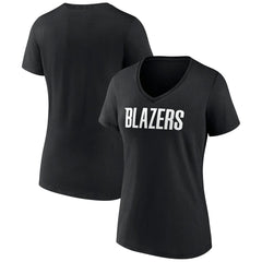 Portland Trail Blazers Women's Wordmark V-Neck T-Shirt Black - NBA