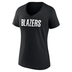 Portland Trail Blazers Women's Wordmark V-Neck T-Shirt Black - NBA