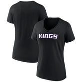 Sacramento Kings Women's Wordmark V-Neck T-Shirt Black - NBA