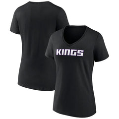 Sacramento Kings Women's Wordmark V-Neck T-Shirt Black - NBA