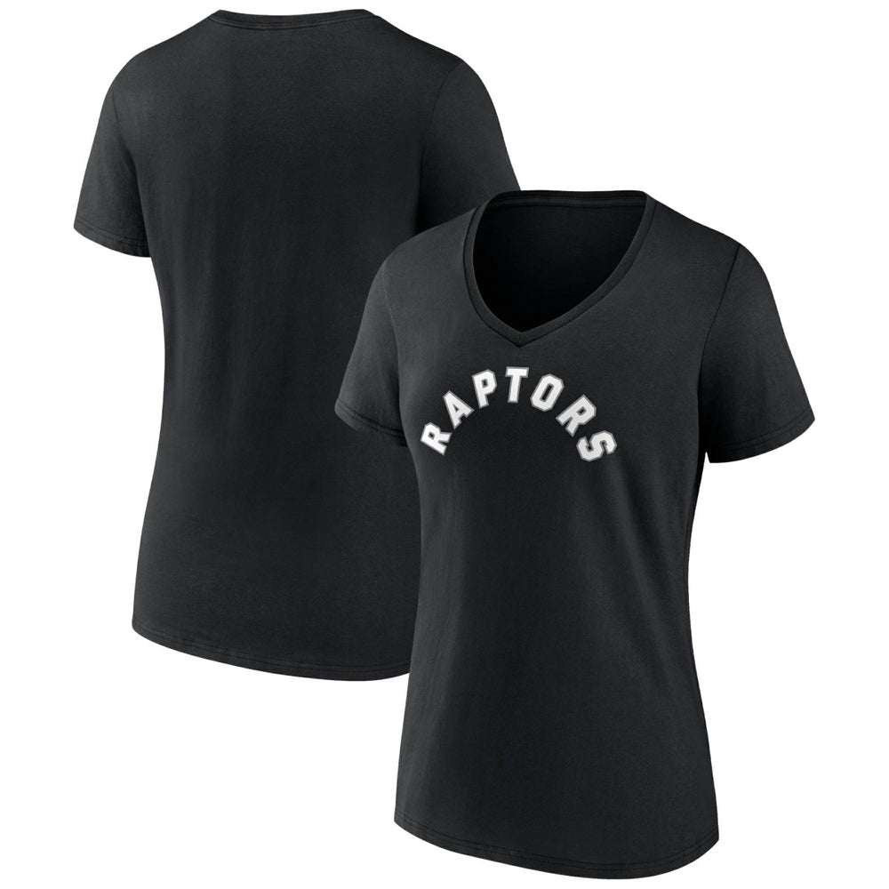 Toronto Raptors Women's Wordmark V-Neck T-Shirt Black - NBA