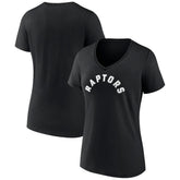 Toronto Raptors Women's Wordmark V-Neck T-Shirt Black - NBA