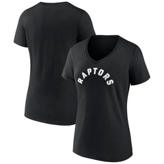 Toronto Raptors Women's Wordmark V-Neck T-Shirt Black - NBA