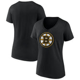 Boston Bruins Women's Team Logo V-Neck T-Shirt - Black - NHL