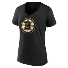 Boston Bruins Women's Team Logo V-Neck T-Shirt - Black - NHL