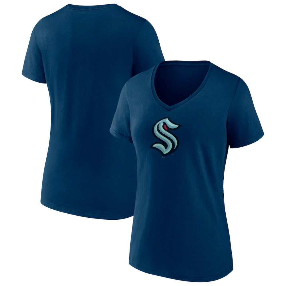 Seattle Kraken Women's Team Logo V-Neck T-Shirt - Navy - NHL