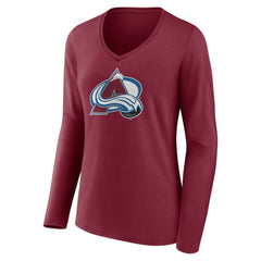 Colorado Avalanche Women's Team Logo Long Sleeve V-Neck T-Shirt - Burgundy - NHL