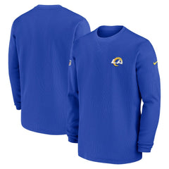 Los Angeles Rams 2023 Sideline Throwback Heavy Brushed Waffle Long Sleeve Top Royal | Nike for Sale