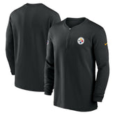 Pittsburgh Steelers 2023 Sideline Performance Long Sleeve Tri-Blend Quarter-Zip Top Black | Nike for Sale