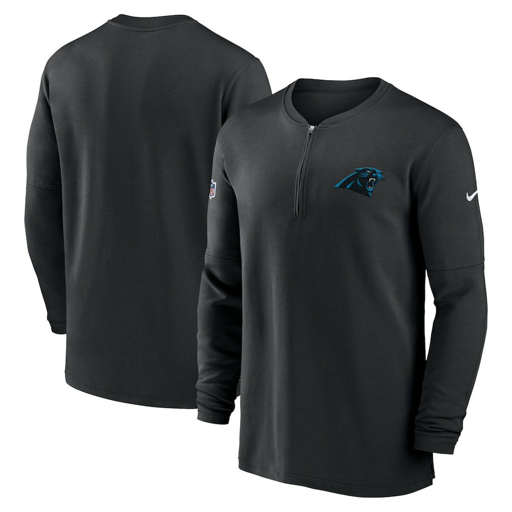 Carolina Panthers 2023 Sideline Performance Long Sleeve Tri-Blend Quarter-Zip Top Black | Nike for Sale