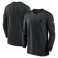 Carolina Panthers 2023 Sideline Performance Long Sleeve Tri-Blend Quarter-Zip Top Black | Nike for Sale