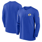 Los Angeles Rams 2023 Sideline Performance Long Sleeve Tri-Blend Quarter-Zip Top Royal | Nike for Sale