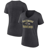 Baltimore Ravens Women's Victory Arch Team V-Neck T-Shirt Charcoal | NFL