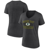 Green Bay Packers Women's Victory Arch Team V-Neck T-Shirt Charcoal | NFL