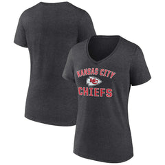 Kansas City Chiefs Women's Victory Arch Team V-Neck T-Shirt Charcoal | NFL