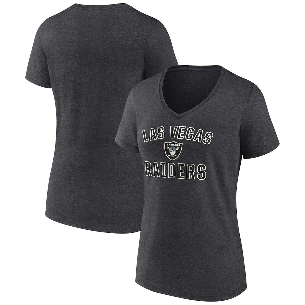 Las Vegas Raiders Women's Victory Arch Team V-Neck T-Shirt Charcoal | NFL