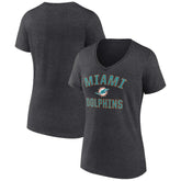 Miami Dolphins Women's Victory Arch Team V-Neck T-Shirt Charcoal | NFL