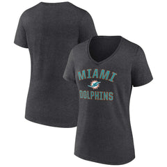 Miami Dolphins Women's Victory Arch Team V-Neck T-Shirt Charcoal | NFL