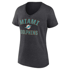 Miami Dolphins Women's Victory Arch Team V-Neck T-Shirt Charcoal | NFL