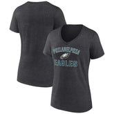 Philadelphia Eagles Women's Victory Arch Team V-Neck T-Shirt Charcoal | NFL
