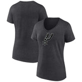 San Antonio Spurs Women's Logo V-Neck T-Shirt Charcoal - NBA