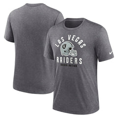 Las Vegas Raiders Helmet Tri-Blend T-Shirt Heather Charcoal | Nike for Sale
