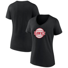 Atlanta Hawks Women's Alternate Logo V-Neck T-Shirt Black - NBA