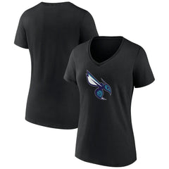 Charlotte Hornets Women's Alternate Logo V-Neck T-Shirt Black - NBA