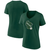 Milwaukee Bucks Women's Alternate Logo V-Neck T-Shirt Green - NBA