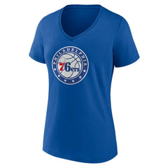 Philadelphia 76ers Women's Alternate Logo V-Neck T-Shirt Royal - NBA