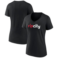 Portland Trail Blazers Women's Alternate Logo V-Neck T-Shirt Black - NBA