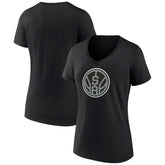 San Antonio Spurs Women's Alternate Logo V-Neck T-Shirt Black - NBA