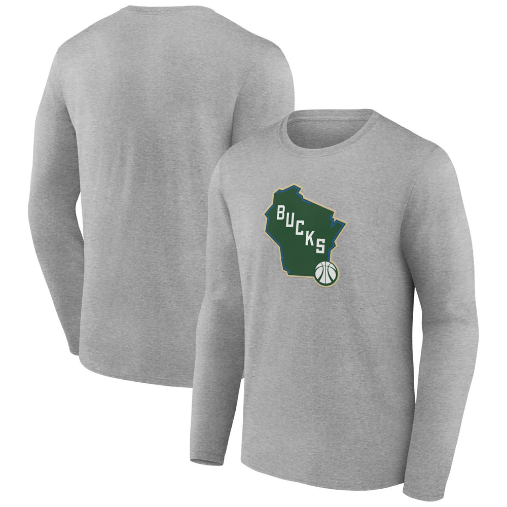 Milwaukee Bucks Alternate Logo Long Sleeve T-Shirt Gray - NBA