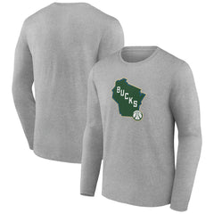 Milwaukee Bucks Alternate Logo Long Sleeve T-Shirt Gray - NBA