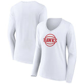Atlanta Hawks Women's Alternate Logo V-Neck Long Sleeve T-Shirt White - NBA